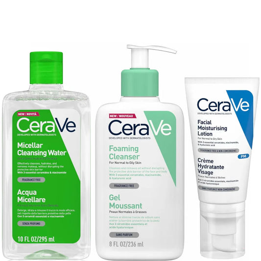 CeraVe Double Cleanse and Moisturise Bundle – Complete Hydration & Purifying Care