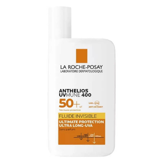 La Roche-Posay Anthelios UVMune 400 Invisible Fluid SPF50+ – Ultra Lightweight Broad-Spectrum Sunscreen (50ml)